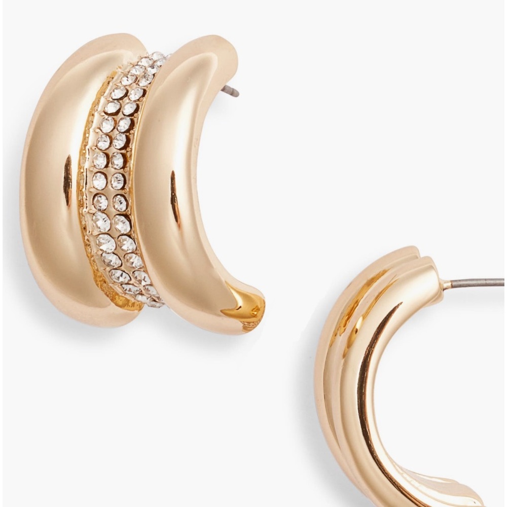 Nordstrom Gold Pavé Crystal Hoop Earrings